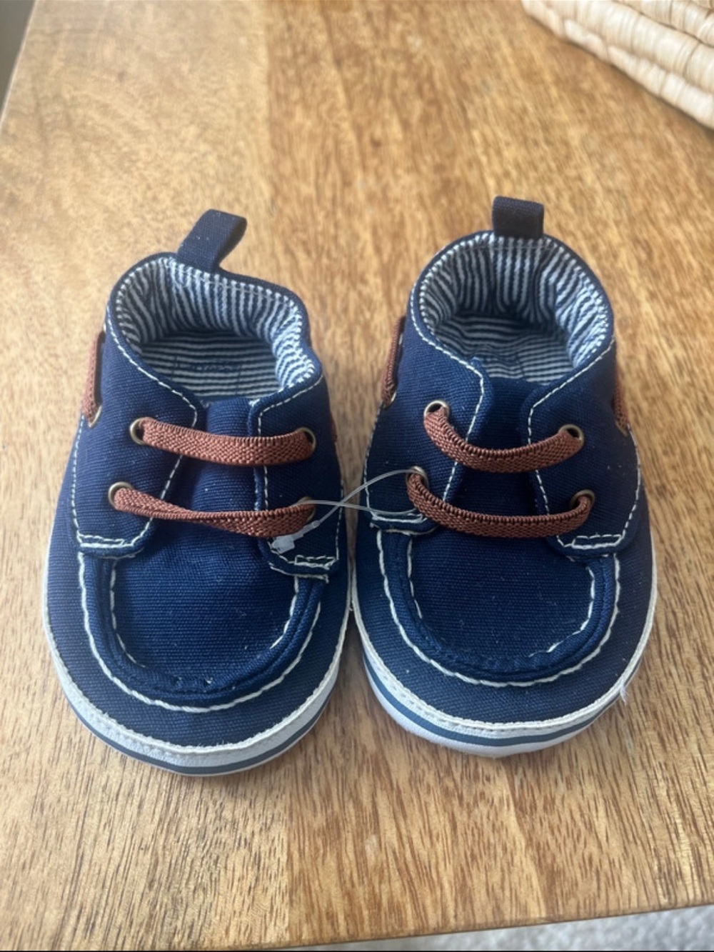 Navy Canvas Kids Boat Shoes with Brown Laces